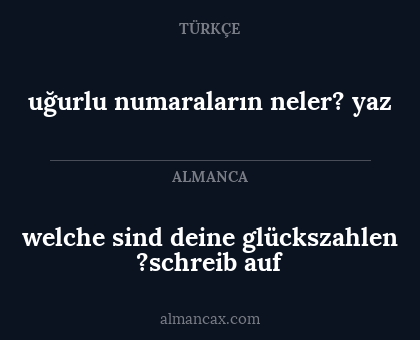 welche sind deine glückszahlen ?schreib auf - uğurlu numaraların neler? yaz