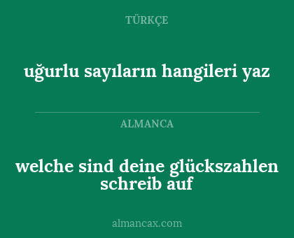 uğurlu sayıların hangileri yaz - welche sind deine glückszahlen schreib auf
