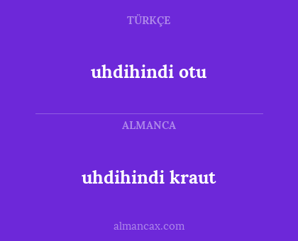 uhdihindi kraut - uhdihindi otu