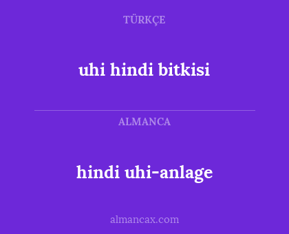 hindi uhi-anlage - uhi hindi bitkisi