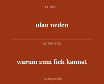ulan neden - warum zum fick kannst