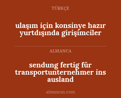sendung fertig für transportunternehmer ins ausland - ulaşım için konsinye hazır yurtdışında girişimciler