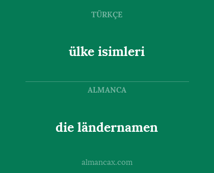 ülke isimleri - die ländernamen