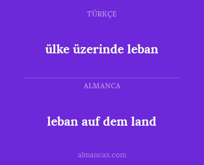 ülke üzerinde leban - leban auf dem land