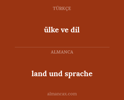 ülke ve dil - land und sprache