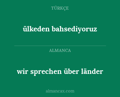 wir sprechen über länder - ülkeden bahsediyoruz