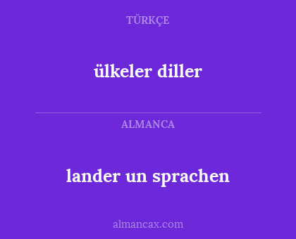 lander un sprachen - ülkeler diller