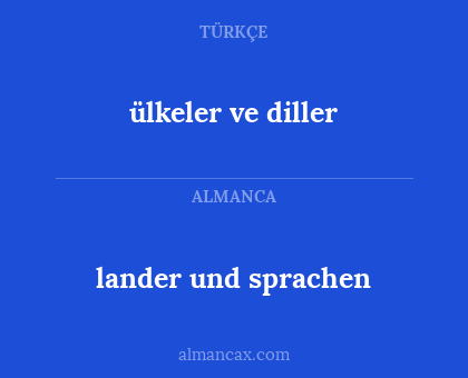 lander und sprachen - ülkeler ve diller