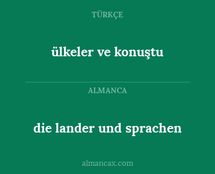 ülkeler ve konuştu - die lander und sprachen