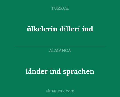 länder ind sprachen - ülkelerin dilleri ind