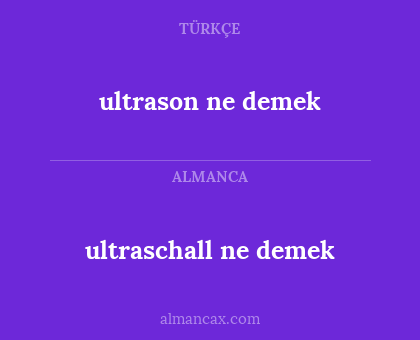 ultrason ne demek - ultraschall ne demek