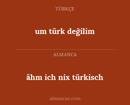 ähm ich nix türkisch - um türk değilim