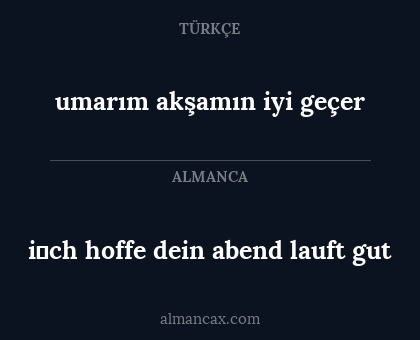 umarım akşamın iyi geçer - i̇ch hoffe dein abend lauft gut