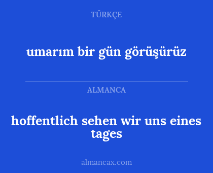 umarım bir gün görüşürüz - hoffentlich sehen wir uns eines tages