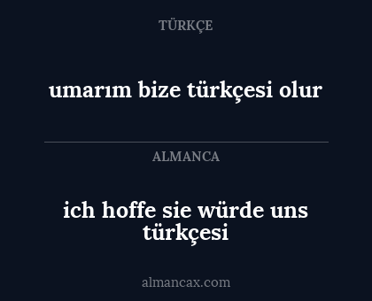 umarım bize türkçesi olur - ich hoffe sie würde uns türkçesi