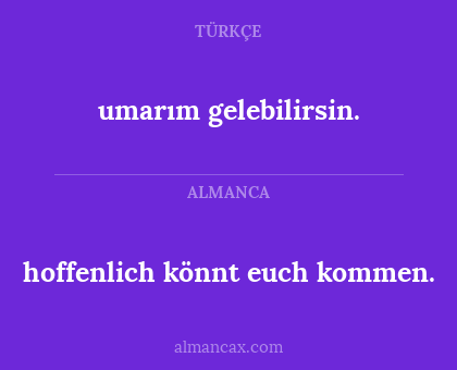 hoffenlich könnt euch kommen. - umarım gelebilirsin.