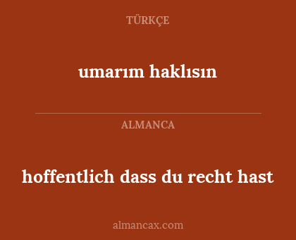umarım haklısın - hoffentlich dass du recht hast
