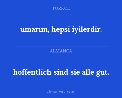 hoffentlich sind sie alle gut. - umarım, hepsi iyilerdir.