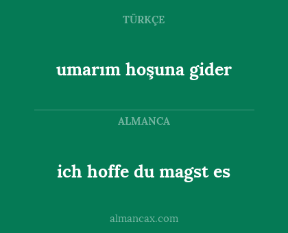 ich hoffe du magst es - umarım hoşuna gider