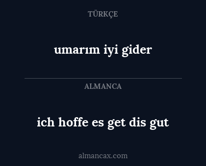 umarım iyi gider - ich hoffe es get dis gut