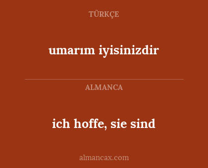 umarım iyisinizdir - ich hoffe, sie sind