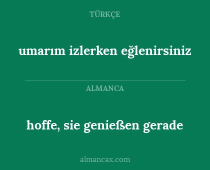 hoffe, sie genießen gerade - umarım izlerken eğlenirsiniz