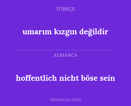 umarım kızgın değildir - hoffentlich nicht böse sein