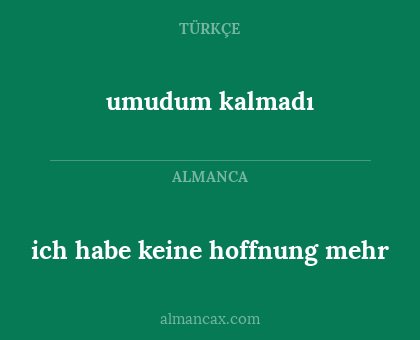 umudum kalmadı - ich habe keine hoffnung mehr