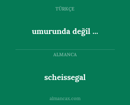 scheissegal - umurunda değil ...