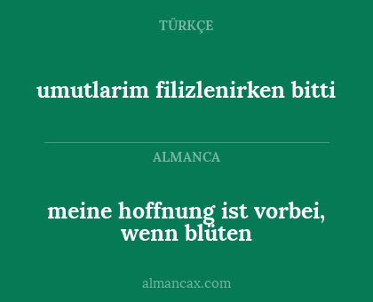 umutlarim filizlenirken bitti - meine hoffnung ist vorbei, wenn blüten