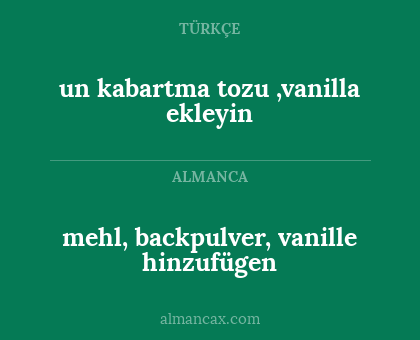 un kabartma tozu ,vanilla ekleyin - mehl, backpulver, vanille hinzufügen