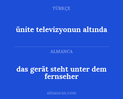 ünite televizyonun altında - das gerät steht unter dem fernseher