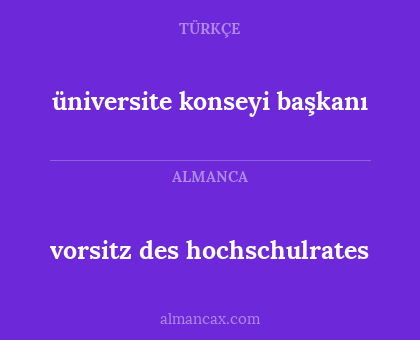 vorsitz des hochschulrates - üniversite konseyi başkanı