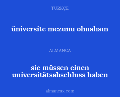 sie müssen einen universitätsabschluss haben - üniversite mezunu olmalısın