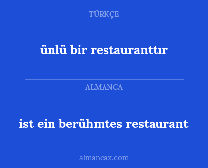 ünlü bir restauranttır - ist ein berühmtes restaurant