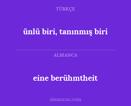 eine berühmtheit - ünlü biri, tanınmış biri