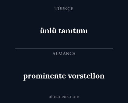 ünlü tanıtımı - prominente vorstellon