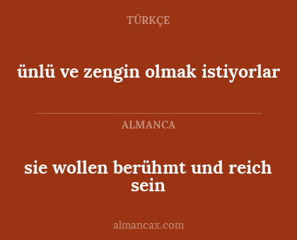 sie wollen berühmt und reich sein - ünlü ve zengin olmak istiyorlar