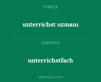 unterrichstfach - unterrichst uzmanı