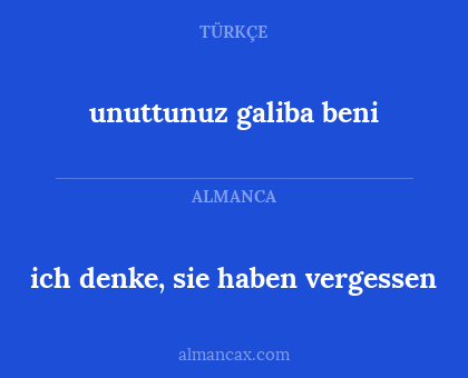 ich denke, sie haben vergessen - unuttunuz galiba beni