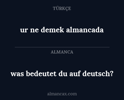 ur ne demek almancada - was bedeutet du auf deutsch?