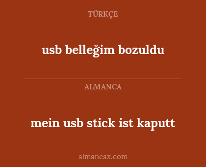 mein usb stick ist kaputt - usb belleğim bozuldu