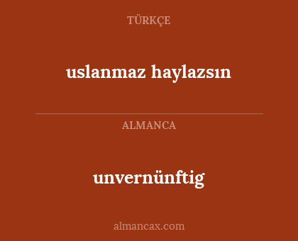 unvernünftig - uslanmaz haylazsın