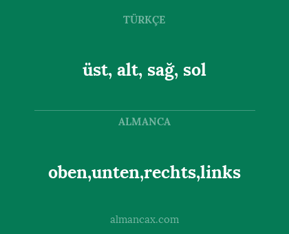 oben,unten,rechts,links - üst, alt, sağ, sol