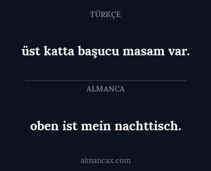 üst katta başucu masam var. - oben ist mein nachttisch.