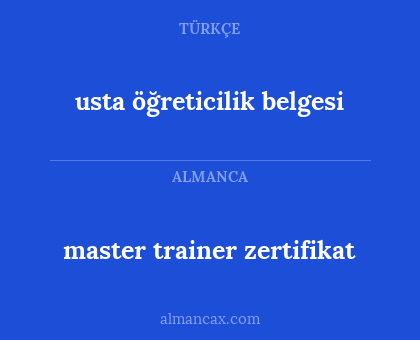 master trainer zertifikat - usta öğreticilik belgesi