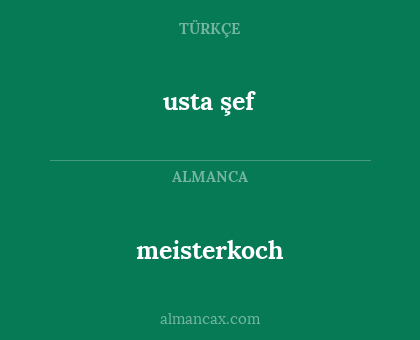 meisterkoch - usta şef