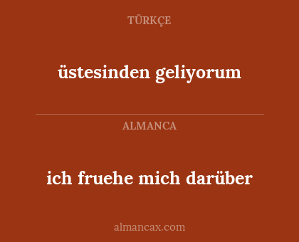 ich fruehe mich darüber - üstesinden geliyorum