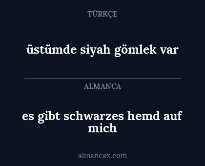 üstümde siyah gömlek var - es gibt schwarzes hemd auf mich