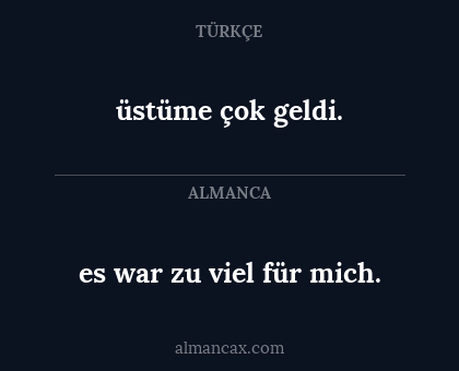 üstüme çok geldi. - es war zu viel für mich.